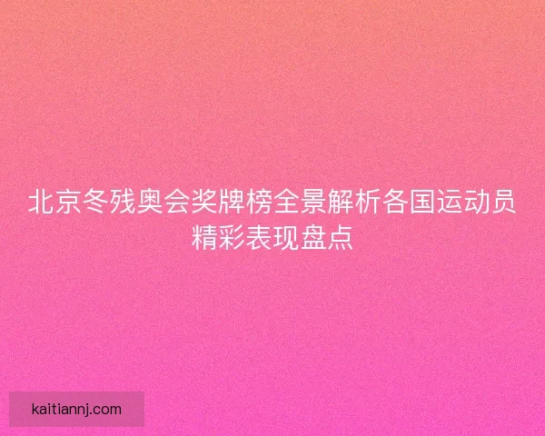 北京冬残奥会奖牌榜全景解析各国运动员精彩表现盘点
