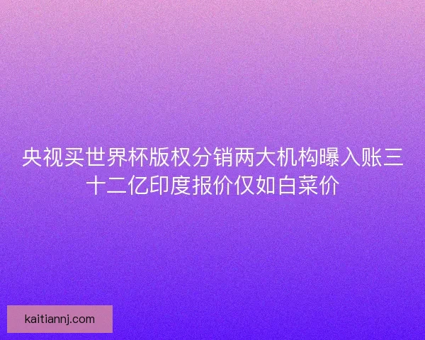 央视买世界杯版权分销两大机构曝入账三十二亿印度报价仅如白菜价